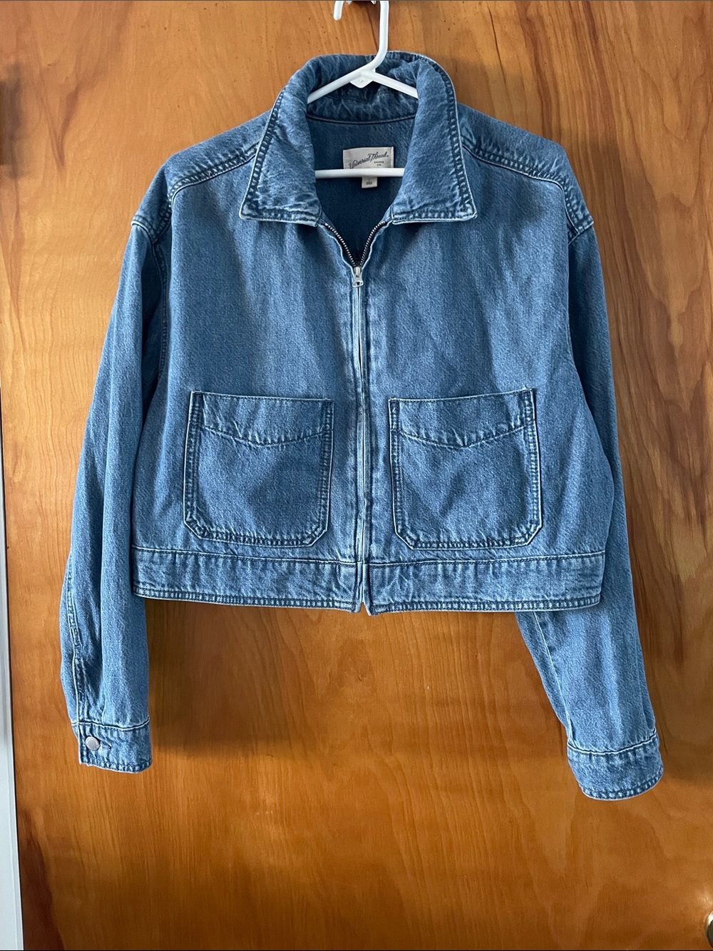Women's Light Blue Denim Zip-Front Jacket